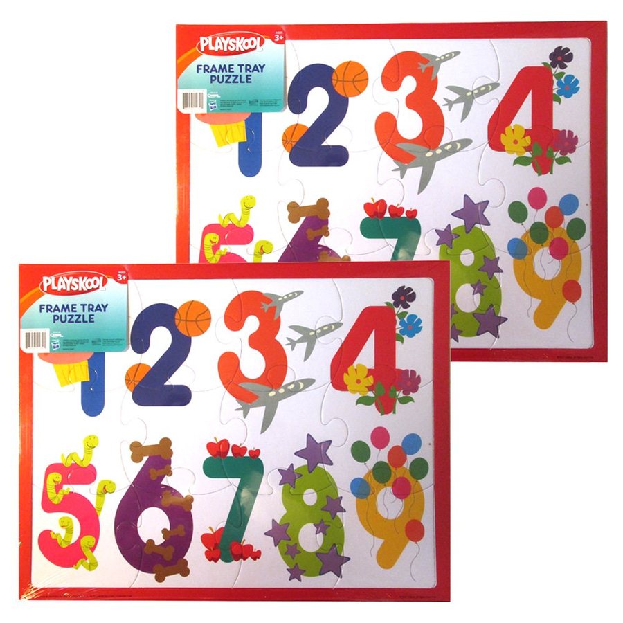 14" x 11" 12 Piece Number Puzzle with Frame Tray(2 Pack)